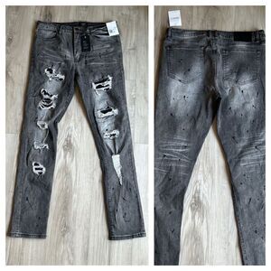 NWT Forever 21 For Men Skinny Distressed Jeans. Gray Size 32